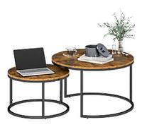 HOMCOM Round Coffee Table Brown 785 x 785 x 465 mm 2 Pieces