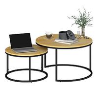 HOMCOM Round Coffee Table Brown 785 x 785 x 465 mm 2 Pieces