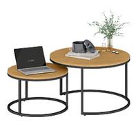 HOMCOM Round Coffee Table Brown 785 x 785 x 465 mm 2 Pieces