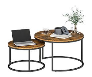 HOMCOM Round Coffee Table Brown 785 x 785 x 465 mm 2 Pieces
