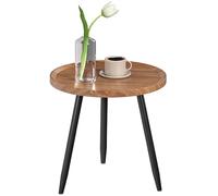 HOMCOM Round Coffee Table, Modern End Side Table with Steel Frame for Small Space, Sofa Beside, Living Room, Bedroom, Office, Chestnut Wood Effect