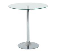 Homcom Round Dining Table Bistro Pub Counter W/ Tempered Glass Top For Kitchen
