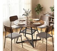 Homcom Round Dining Table For 4, 100 Cm Kitchen Table W/ Shelf, Rustic Brown Brown