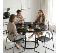 HOMCOM Round Dining Table for 4-6 Space Saving 120 cm Black