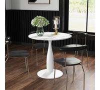 HOMCOM Round Dining Table with Steel Base for Living Room, Dining Room, none