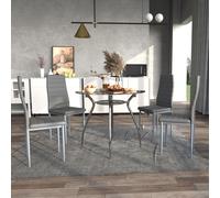 HOMCOM Round Dining Table Set for 4, Kitchen Table and Upholstered Chairs