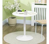 HOMCOM Round Dining Table With Steel Base, Non-slip Pad For Living Room, White