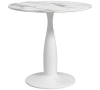 HOMCOM Round Dining Table With Steel Base For Living Room, Dining Room, White