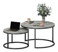 HOMCOM Round Nesting Coffee Table Set of 2, Large Stacking End Side Table with Steel Frame for Living Room, Bedroom, Home Office, 78.5 x 78.5 x 46.5 cm, Cement Grey Cement Grey