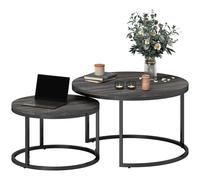 HOMCOM Round Nesting Coffee Table Set of 2, Large Stacking End Side Table with Steel Frame for Living Room, Bedroom, Home Office, 78.5 x 78.5 x 46.5 cm, Black Black