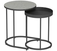 HOMCOM Round Nesting Side Table Set of 2 - Grey