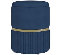 HOMCOM Round Pouffe, Storage Footstool with Cushioned Top, Hidden Space