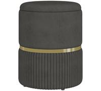 HOMCOM Round Pouffe, Storage Footstool with Cushioned Top, Hidden Space