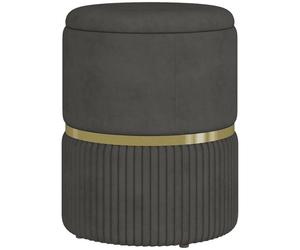 HOMCOM Round Pouffe, Storage Footstool with Cushioned Top, Hidden Space