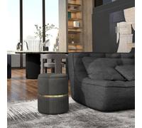 Homcom Round Pouffe, Storage Footstool With Cushioned Top, Hidden Space In Grey Grey