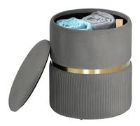Homcom Round Pouffe Storage Footstool With Cushioned Top Hidden Space Grey Grey