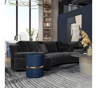 Homcom Round Pouffe, Storage Footstool With Cushioned Top, Hidden Space In Dark Blue Dark Blue