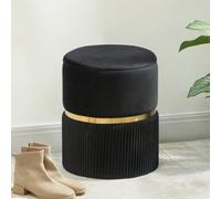 HOMCOM Round Pouffe Storage Footstool with Hidden Space - Black | TJ Hughes