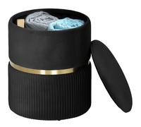 Homcom Round Pouffe Storage Footstool With Hidden Space, Black