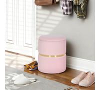 HOMCOM Round Pouffe Storage Footstool with Hidden Space, Pink