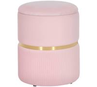 Homcom Round Pouffe Storage Footstool With Hidden Space, Pink