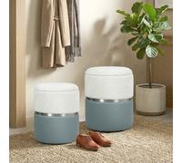HOMCOM Round Storage Ottoman Set of 2, Nesting Footrest Stool in Grey | Size: 120 HOMCOM Grey 120