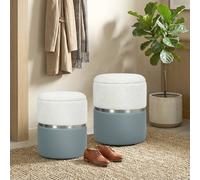 HOMCOM Round Storage Ottoman Set of 2, Nesting Footrest Stool in Grey | Size: 120 HOMCOM Grey 120