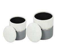 Homcom Round Storage Ottoman Set Of 2, Nesting Footrest Stool In Grey Grey