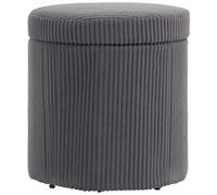 HOMCOM Round Storage Ottoman with Lid, Vanity Stool with Storage in Grey HOMCOM Grey