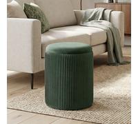 Homcom Round Storage Ottoman With Removable Top, Dark Green