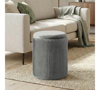 HOMCOM Round Storage Ottoman with Removable Top - Grey