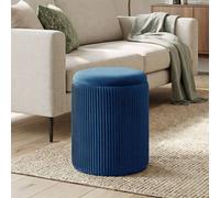HOMCOM Round Storage Ottoman with Removable Top in Blue HOMCOM Blue