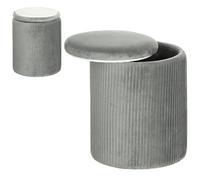 Homcom Round Storage Ottoman With Removable Top In Grey Grey