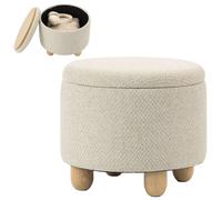 Homcom Round Storage Ottoman With Reversible Lid, Beige Beige