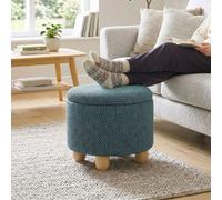 HOMCOM Round Storage Ottoman with Reversible Lid, Dark Blue