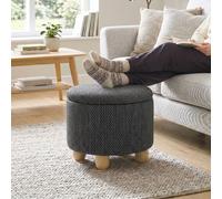 HOMCOM Round Storage Ottoman with Reversible Lid, Dark Grey