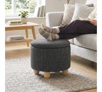 HOMCOM Round Storage Ottoman with Reversible Lid, Dark Grey