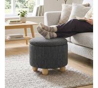 HOMCOM Round Storage Ottoman with Reversible Lid, Dark Grey
