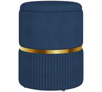 HOMCOM Round Storage Foot Stool, Velvet-feel Fabric Upholstered Pouffe in Light Brown HOMCOM Light Brown