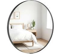 HOMCOM Round Wall Mirror 61 cm, Wall Mounted Bathroom Mirror, Black