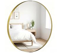 HOMCOM Round Wall Mirror 61 cm, Wall Mounted Bathroom Mirror, Gold Tone