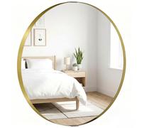 HOMCOM Round Wall Mirror 61 cm, Wall Mounted Bathroom Mirror, Gold Tone | Safety Tempered Glass, Aluminium Alloy Frame, Living Room, Bedroom, Entryway, Home