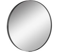 HOMCOM Round Wall Mirror 61 cm, Wall Mounted Bathroom Mirror with Tempered Safety Glass and Aluminium Alloy Frame, Black