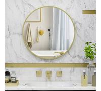HOMCOM Round Bathroom Mirror, Modern Wall Mirror Aluminium Frame, 60 x 60cm