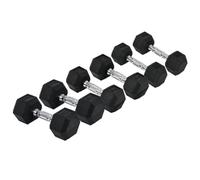 HOMCOM Rubber Dumbbell Set Sports Hex Weight Sets Home Gym 2 x 5kg, 2 x 6kg