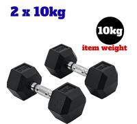 HOMCOM Rubber Hex Dumbbell Pairs Fre Weights Set 4kg5kg 6kg 8kg 10kgGym Exercise