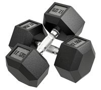 HOMCOM Rubber Hex Dumbbells Pair Home Gym Weights Non-Slip Steel Handle
