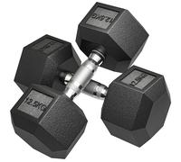 HOMCOM Rubber Hex Dumbbells Pair Home Gym Weights Non-Slip Steel Handle