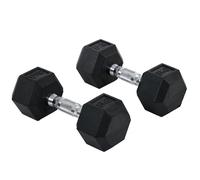 HOMCOM Rubber Hex Dumbbells, Sports Hex Weights Sets, Home Gym Fitness, Hexagonal Dumbbells Kit Weight Lifting Exercise (2 x 8kg) Aosom UK