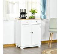 HOMCOM Kitchen Storage Cabinet Cupboard Organiser with Rubberwood Top, Shelf, Dr